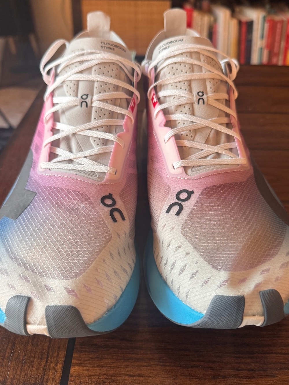 On Running Cloudboom Strike Running Shoes - Pink and Blue Gradient